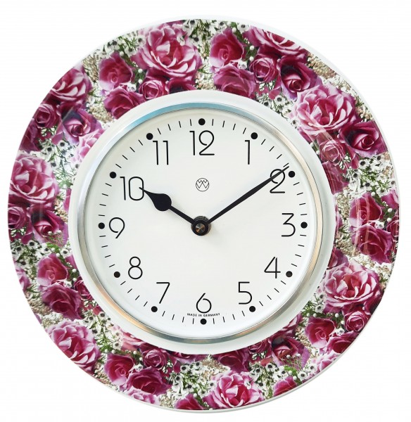 Quarz-Küchenuhr / Volldekor-Rosen