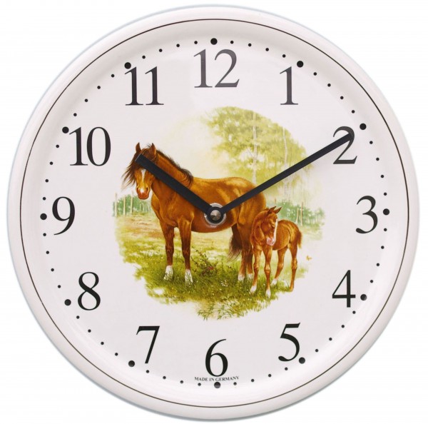 Keramik-Uhr / Pferd stehend
