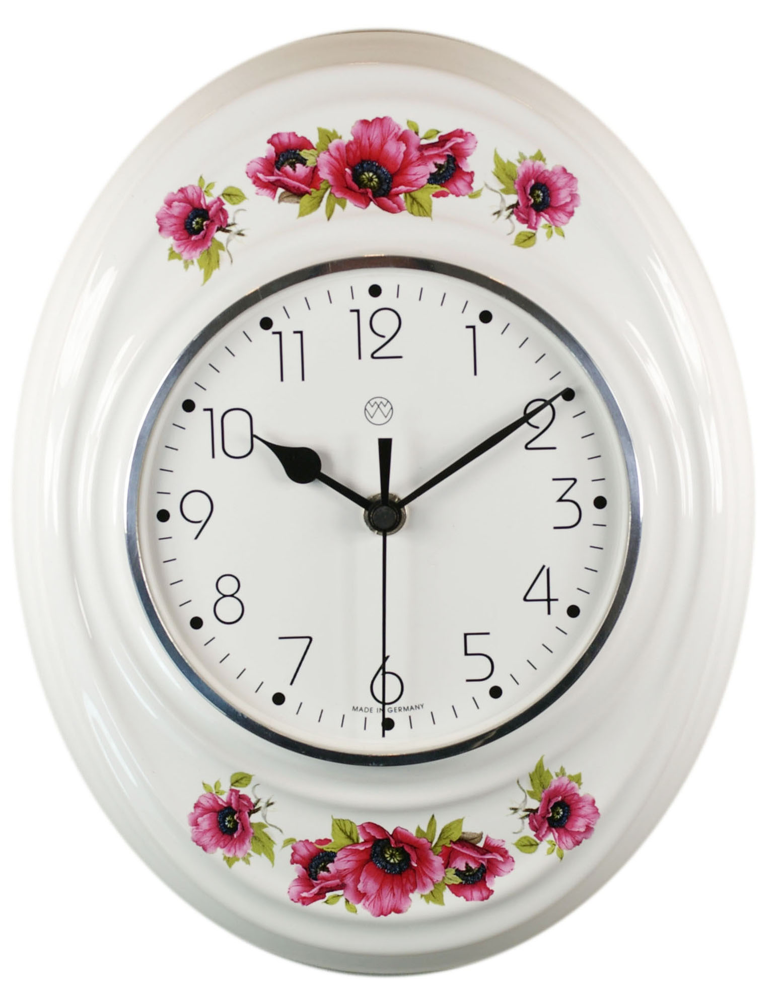 Funk-Küchenuhr Dekor/rote Mohnblume, www.uhren-insel.de | Uhren-Insel