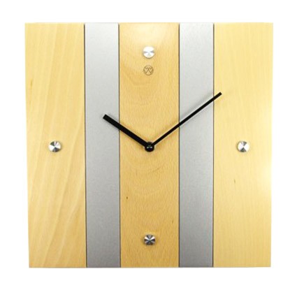 Holz - Wanduhr - Amanda hell / silber