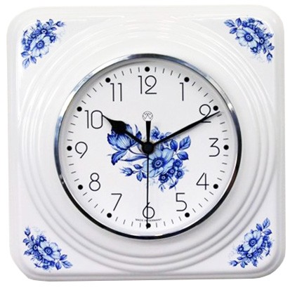 Funk-Küchenuhr / blaue Blüten