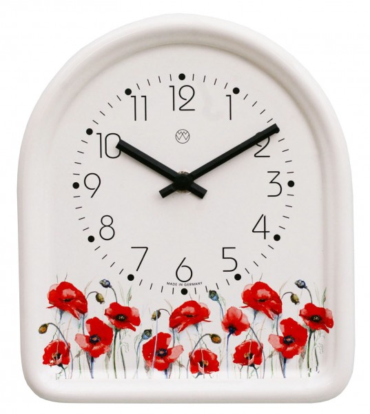 Keramik-Küchenuhr / Mohnblume