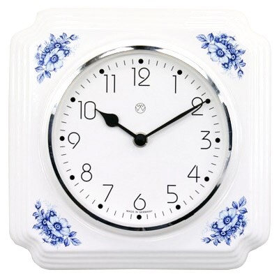Quarz-Küchenuhr / blaue Blume