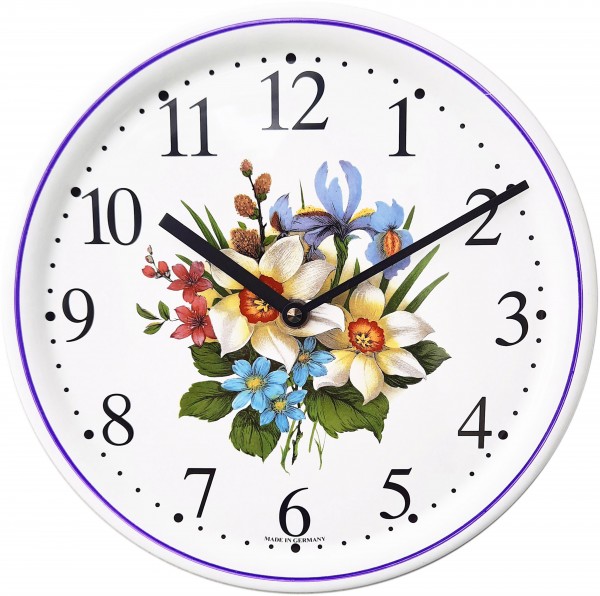 Keramik-Uhr Dekor / Blumen