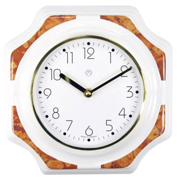 Quarz-Küchenuhr / brauner Dekorrand