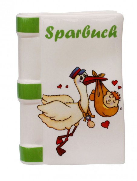 Spardose Storch mit Baby