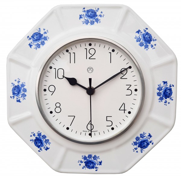 Funk-Küchenuhr / blaue Blüten