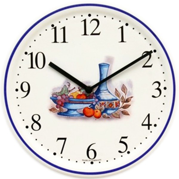 Keramik-Küchenuhr Dekor / blaues Stillleben