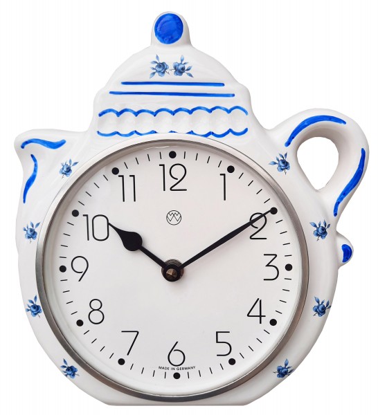 Quarz-Küchenuhr / blaue Kanne