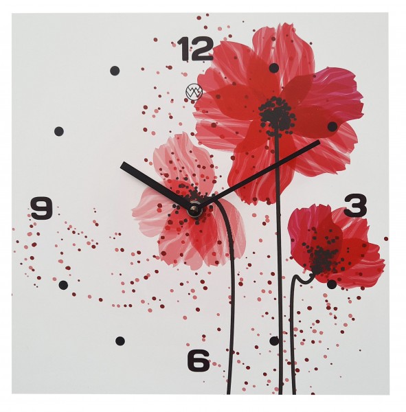 Quarz-Wanduhr Design / Klatschmohn