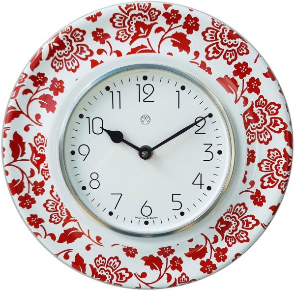 Quarz-Küchenuhr Volldekor / weiß-rot