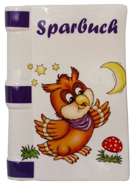 Spardose / Eule mit Pilz und Mond