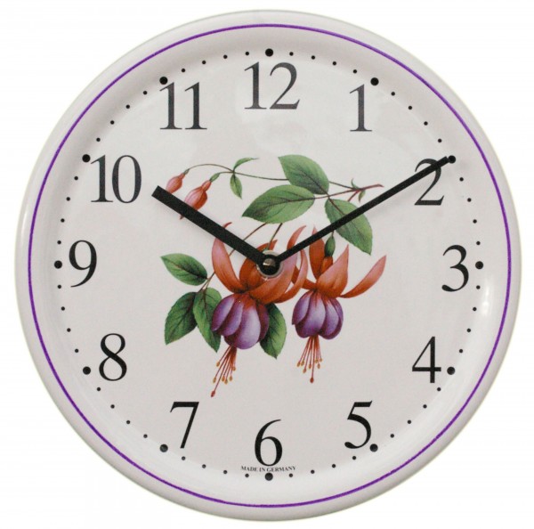 Keramik-Uhr Dekor / Fuchsien