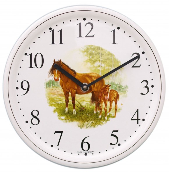 Keramik-Uhr / Pferd stehend