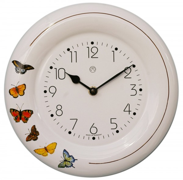 Keramik-Uhr / Schmetterlinge