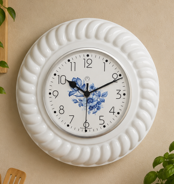 Funk-Küchenuhr, blaue Blumen