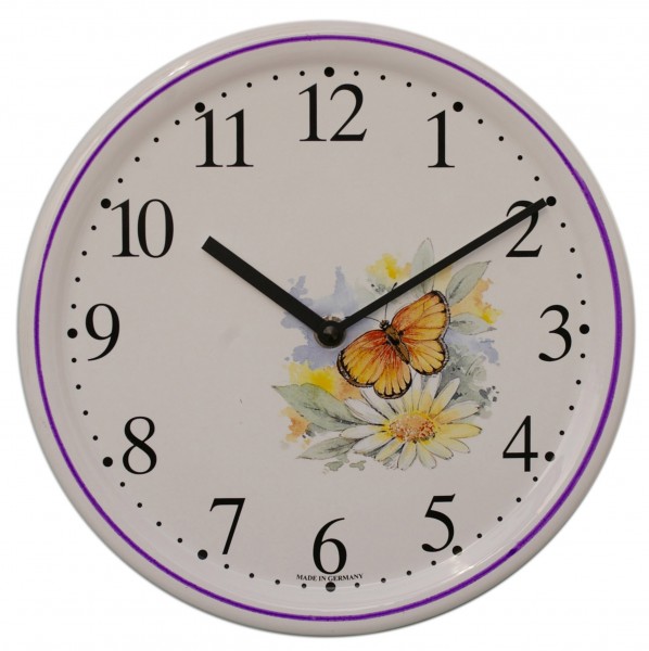 Keramik-Uhr / Schmetterling gelb