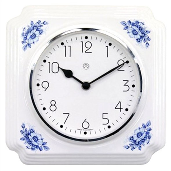 Quarz-Küchenuhr / blaue Blume