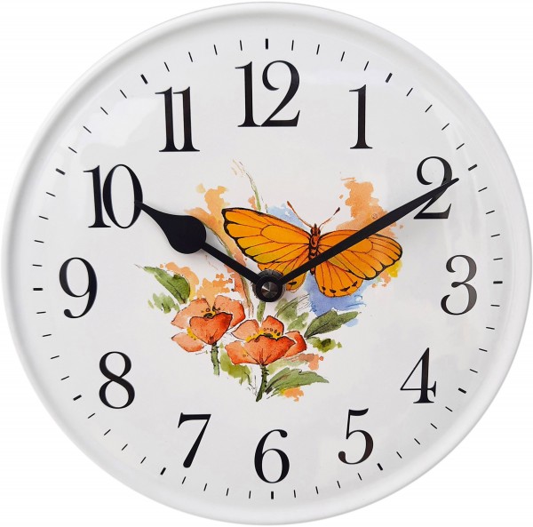 Keramik-Uhr / Schmetterling orange