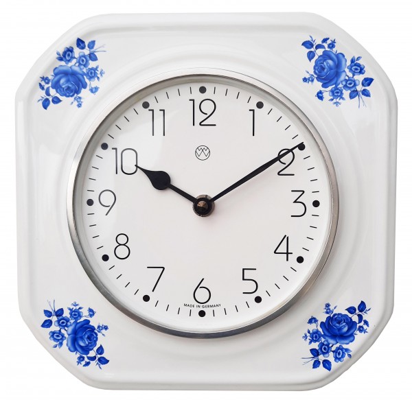 Quarz-Küchenuhr / blaue Blume