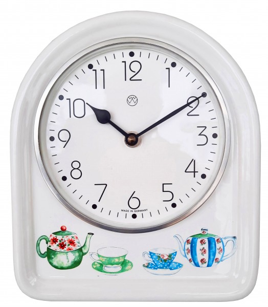 Quarz-Küchenuhr / Kanne, grün-blau