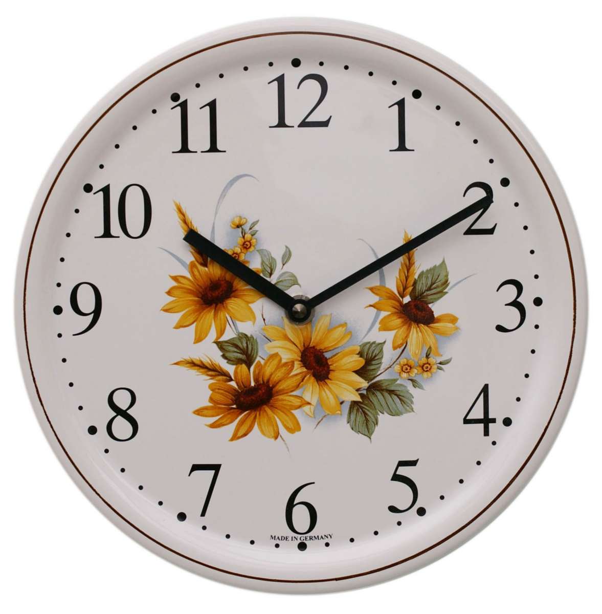 Keramik-Küchenuhr Dekor / Sonnenblume www.uhren-insel.de | Uhren-Insel