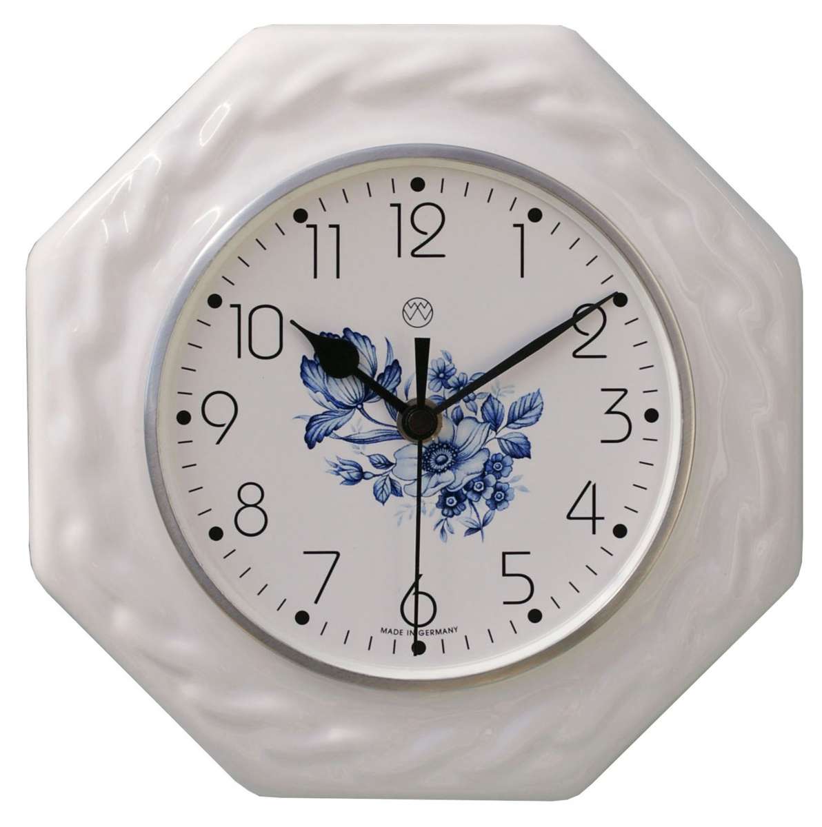 Funk-Küchenuhr Dekor / blaue Blume www.uhren-insel.de | Uhren-Insel.de