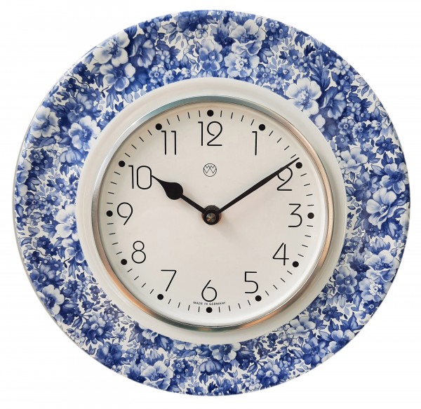 Quarz-Küchenuhr Dekor / blaues Blumenmeer