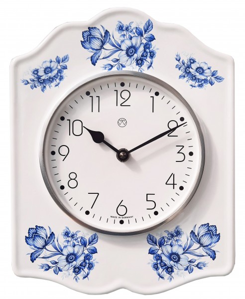 Quarz-Küchenuhr Dekor / blaue Blüte