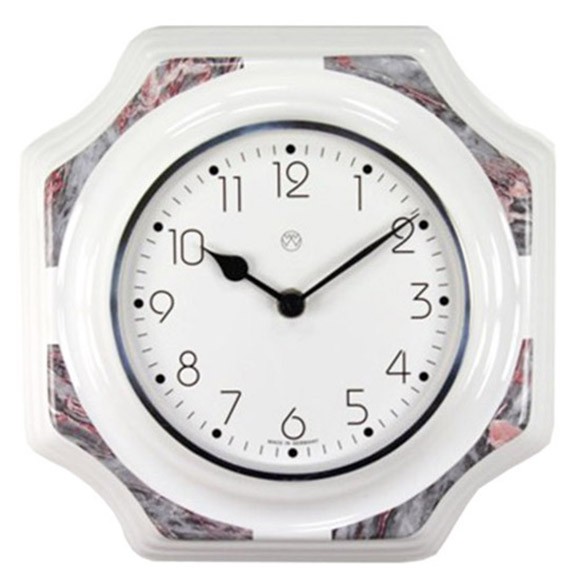 Quarz-Küchenuhr / grau-violetter Dekorrand