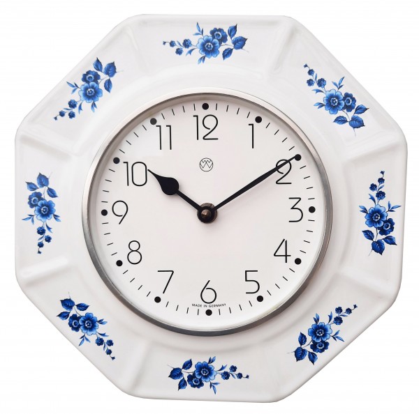 Quarz-Küchenuhr Dekor / blaue Blüten