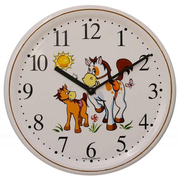 Keramik-Uhr / Pferd groß und klein