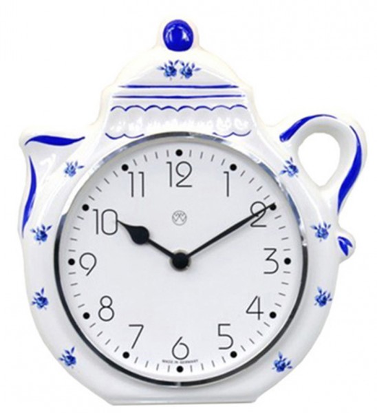 Quarz-Küchenuhr / blaue Kanne