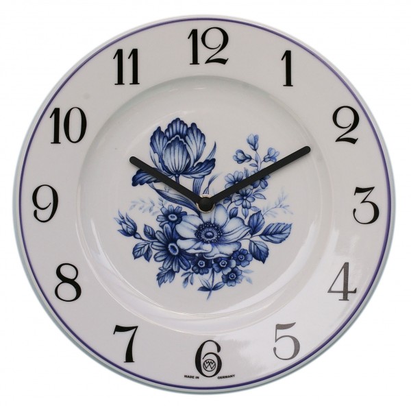 Telleruhr Dekor/blaue Blume