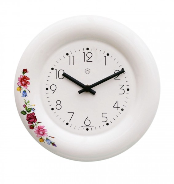 Keramik-Küchenuhr Dekor/Blumenranke