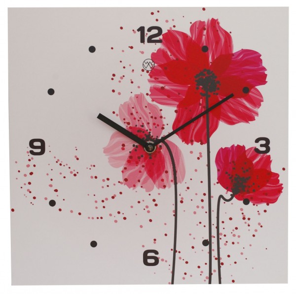 Quarz-Wanduhr / Klatschmohn