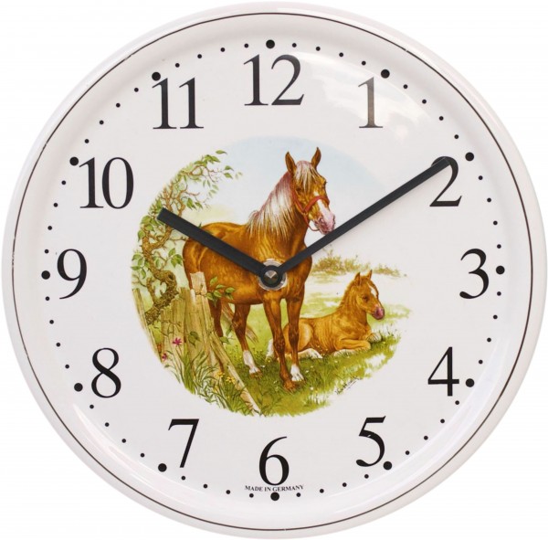 Keramik-Uhr Dekor / Pferd, stehend