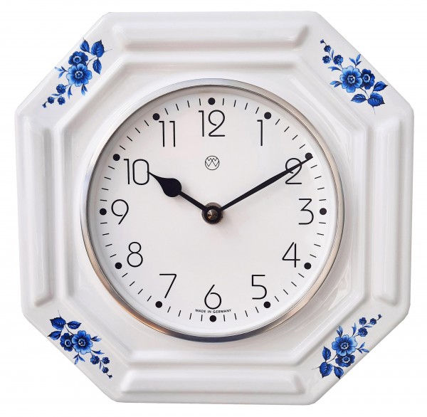 Quarz-Küchenuhr / blaue Blume