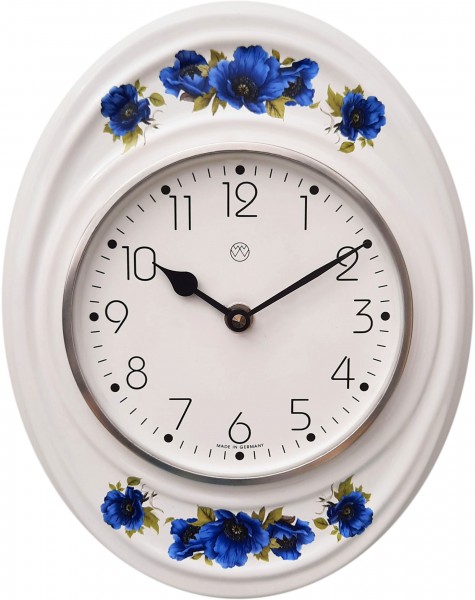 Quarz-Küchenuhr / blaue Mohnblume