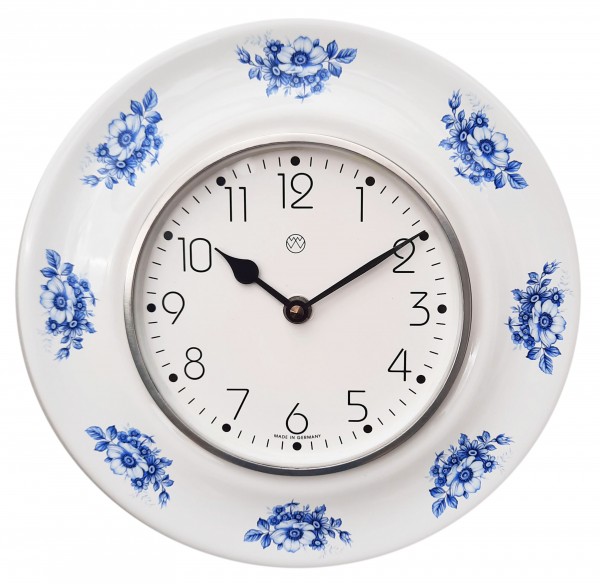 Quarz-Küchenuhr / blaue Blume