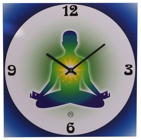 Quarz-Wanduhr / Yoga-Mann