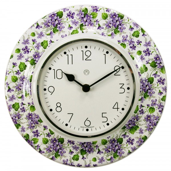 Quarz-Küchenuhr / Volldekor-Blumen