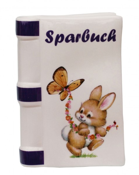 Spardose Hase mit Schmetterling