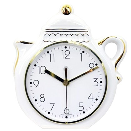 Funk - Küchenuhr, weiß-goldene Kanne