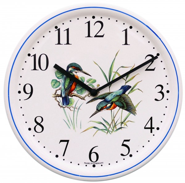 Keramik-Uhr Dekor / Eisvogel