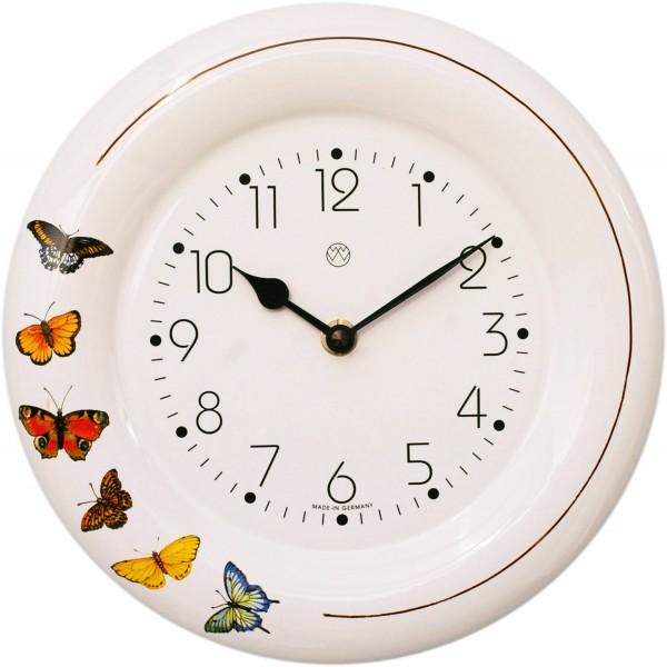 Keramik-Uhr Dekor / Schmetterlinge