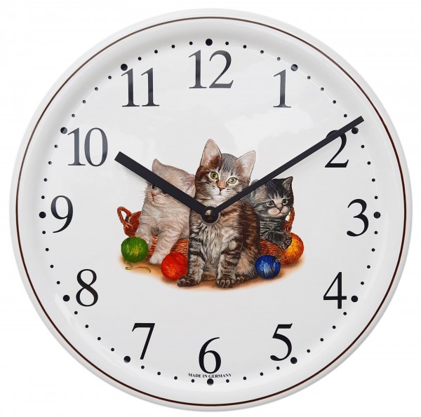 Keramik-Uhr / 3 Katzen