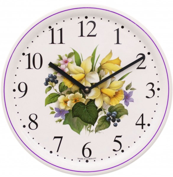 Keramik-Uhr Dekor / Blumenstrauß