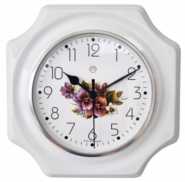 Funk-Küchenuhr / blaue Blüten
