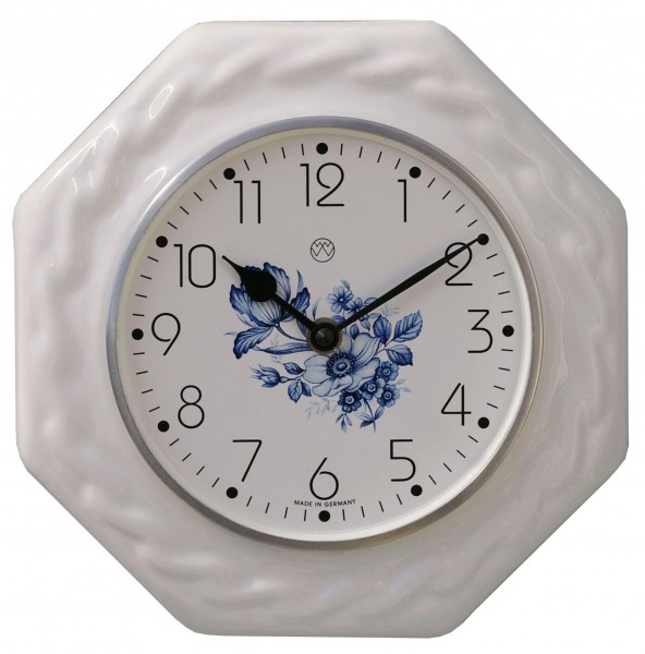 Quarz-Küchenuhr / blaue Blume